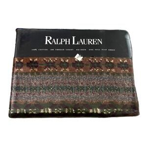 RALPH LAUREN Home Collection Leland Fair Isle‎ Multi Full Flat Sheet 100% Cotton